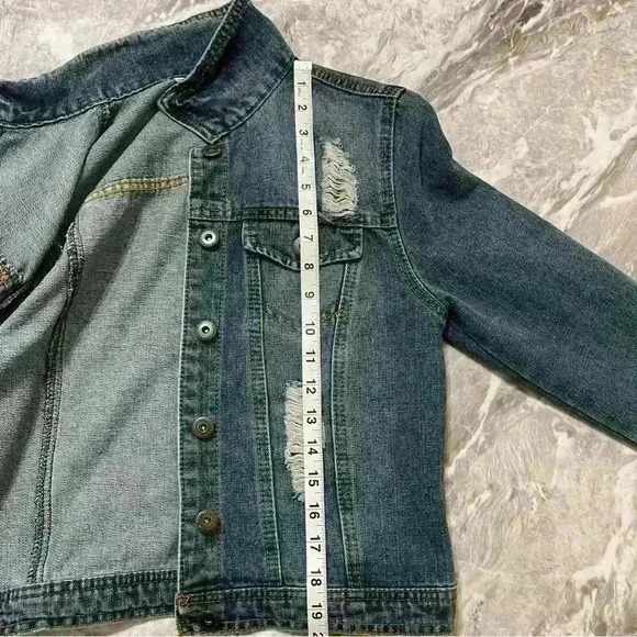 Womens Highway Jeans Distressed Jean Denim Jacket Size M Light Wash New! - Picture 10 of 12